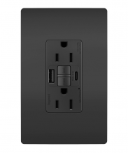 Legrand Radiant 1597TRUSBACBK - radiant® Tamper-Resistant 15A Duplex Self-Test GFCI Receptacles with SafeLock® Protection, USB Type 