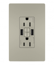 Legrand Radiant 1597TRUSBAANIC4 - radiant® Tamper-Resistant 15A Duplex Self-Test GFCI Receptacles with SafeLock® Protection, USB Type 