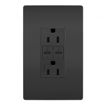 Legrand Radiant R26USBPDBK - radiant® 15A Tamper Resistant Ultra Fast PLUS Power Delivery USB Type C/C Outlet, Black