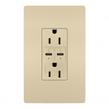 Legrand Radiant R26USBPDI - radiant® 15A Tamper Resistant Ultra Fast PLUS Power Delivery USB Type C/C Outlet, Ivory