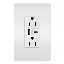 Legrand Radiant R26USBAC6W - radiant? 15A Tamper-Resistant Ultra-Fast USB Type A/C Outlet, White