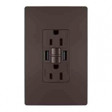 Legrand Radiant 1597TRUSBAADBC4 - radiant? Tamper-Resistant 15A Duplex Self-Test GFCI Receptacles with SafeLock? Protection, USB Type