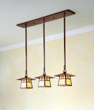 Arroyo Craftsman CICH-8/3TF-VP - 8" carmel 3 light in-line chandelier with t-bar overlay