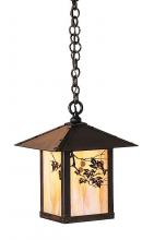 Arroyo Craftsman EH-9AGW-BK - 9" evergreen pendant with classic arch overlay