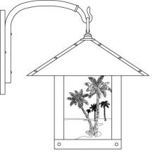 Arroyo Craftsman TRB-16PTWO-BK - 16" timber ridge wall bracket with palm tree  filigree