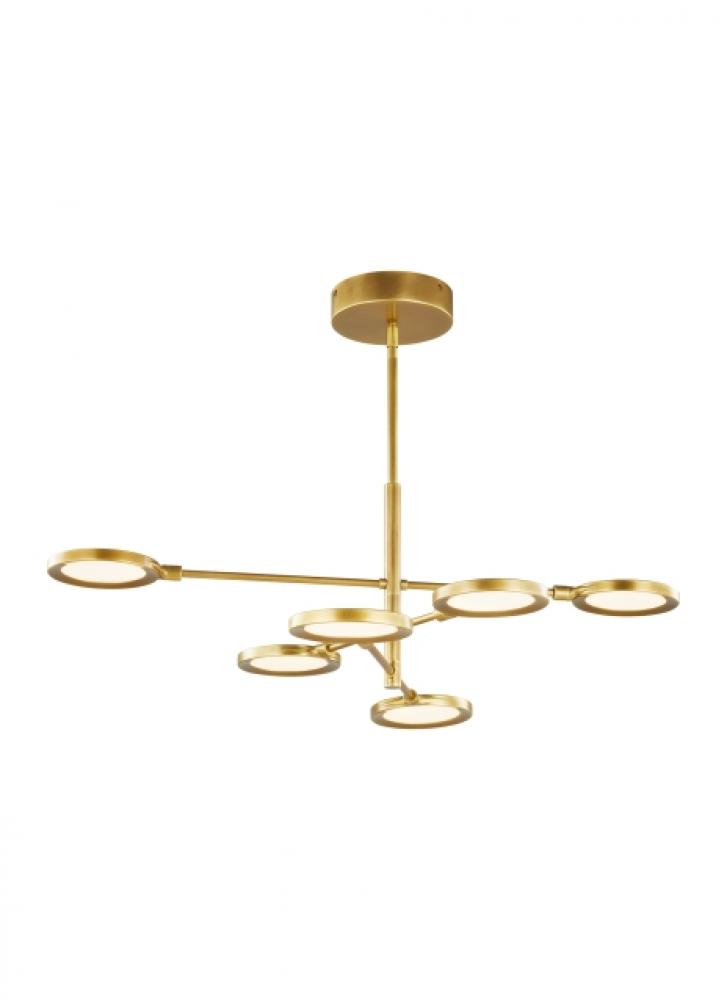 Spectica dimmable LED Modern Contemporary 6-light Ceiling Chandelier in a Plated Brass/Gold Colored