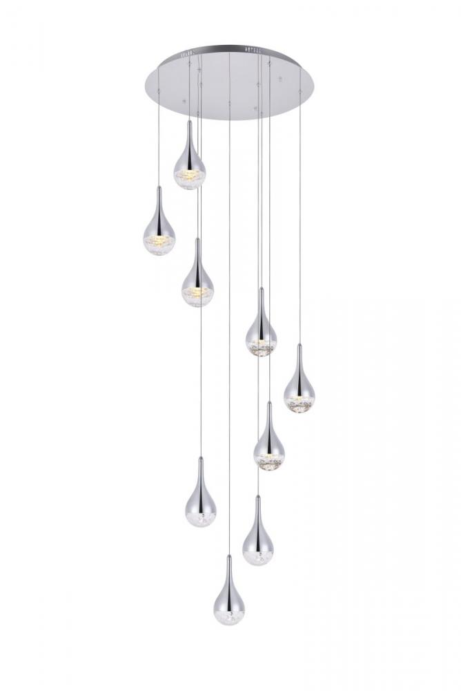 Amherst Collection LED 9-light Chandelier 24inx9in Chrome Finish