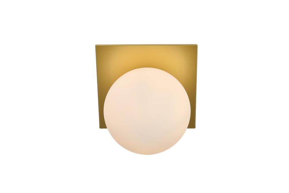 Jillian 1 Light Brass and Frosted White Bath Sconce
