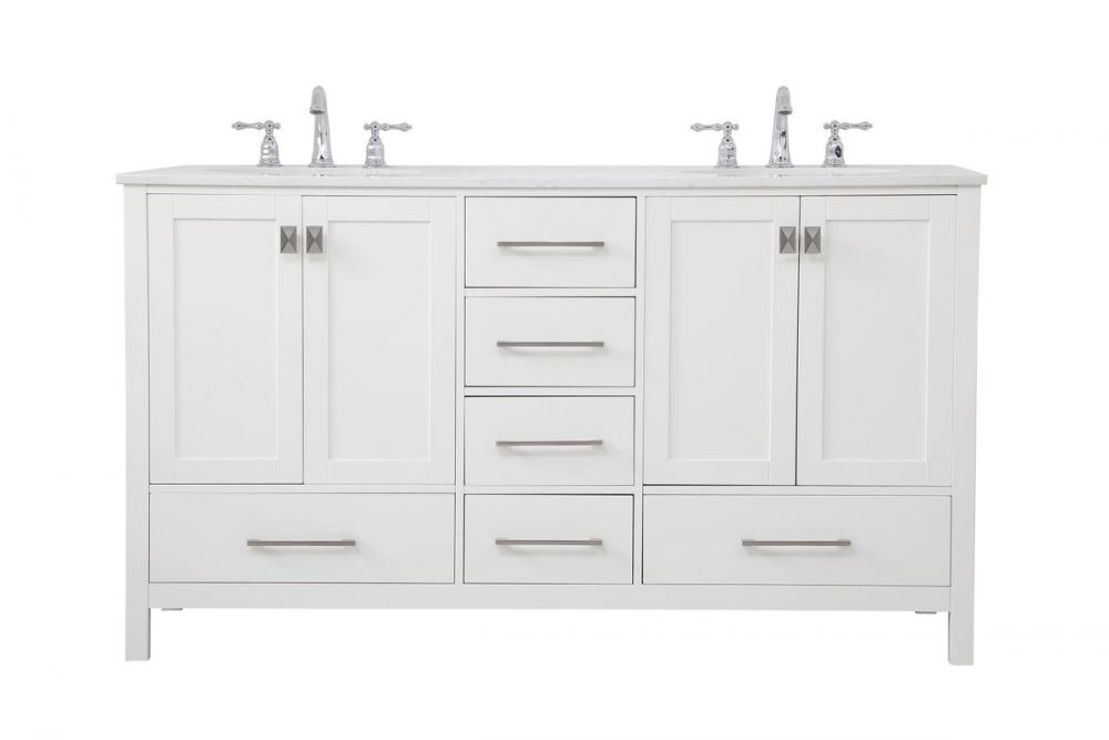 60 Inch Double Bathroom Vanity in White