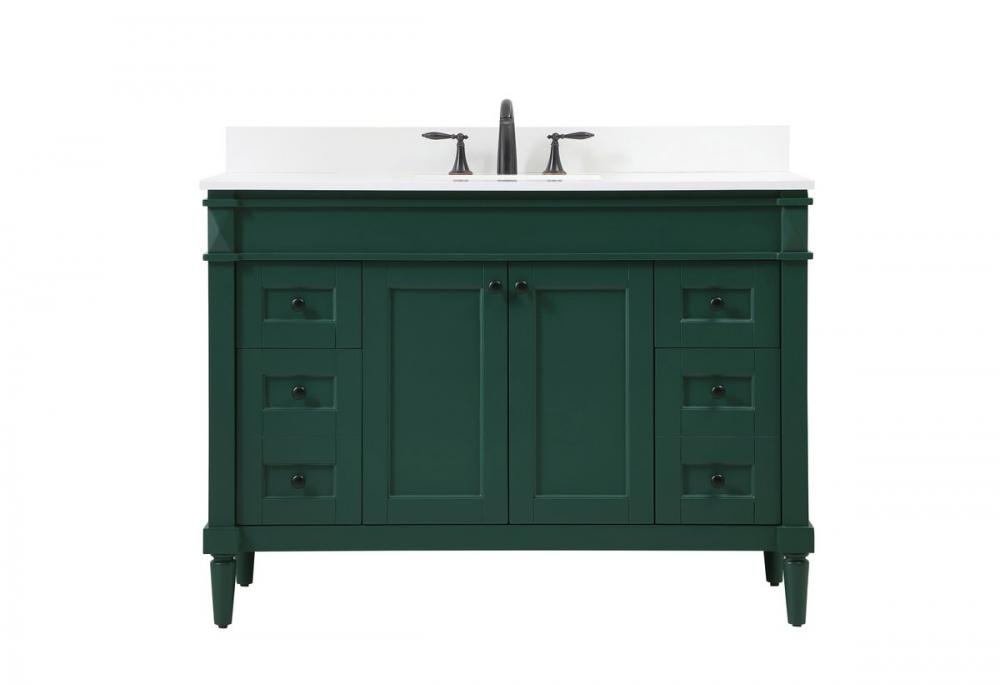 48 Inch Single Bathroom Vanity in Green with Backsplash