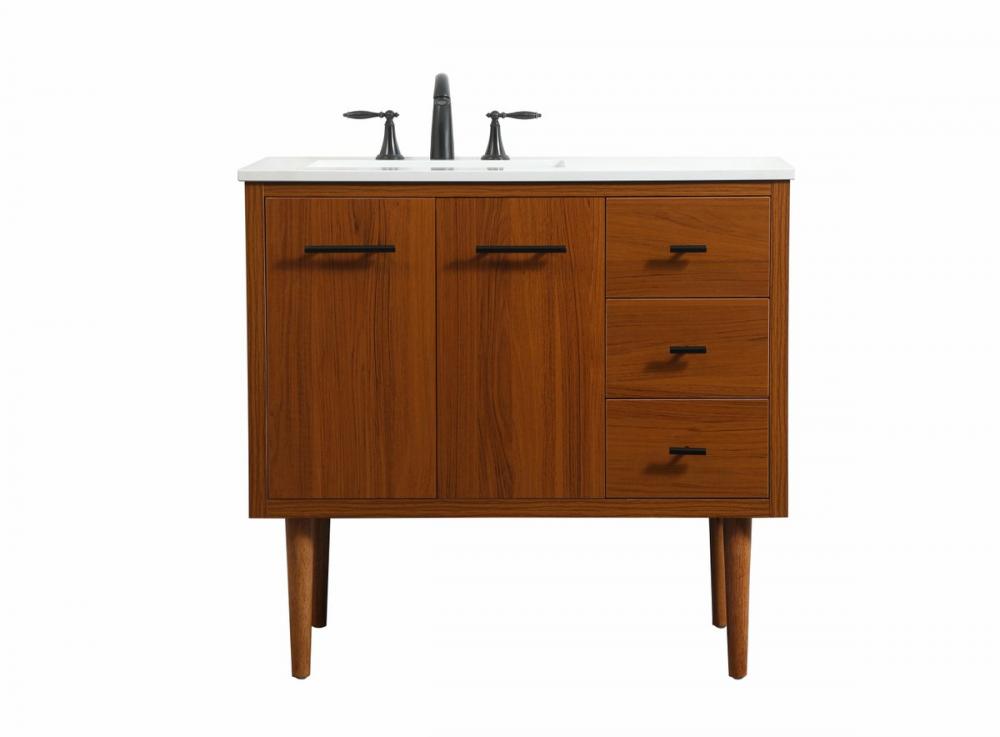 36 Inch Single Bathroom Vanity in Teak