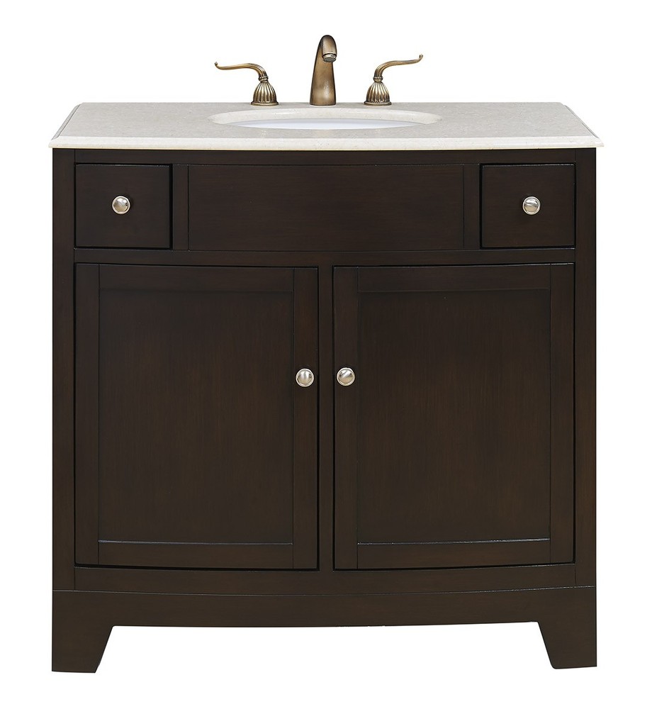 36 In. Single Bathroom Vanity Set In Dark Brown