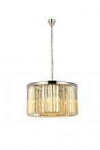 Elegant 1238D26PN-GT/RC - Sydney 8 Light Polished Nickel Chandelier Golden Teak (Smoky) Royal Cut Crystal