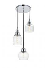 Elegant LD2239C - Kenna 3 Lights Chrome Pendant with Clear Glass