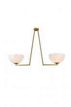 Elegant LD2350BR - Jeanne 2 Lights Brass and White Glass Flush Mount