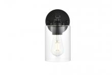 Elegant LD7315W5BLK - Mayson 1 Light Black and Clear Bath Sconce