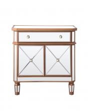 Elegant MF6-1102GC - 1 Drawer 2 Door Cabinet 32 In.x16 In.x32 In. in Gold Clear