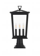 Elegant OD333P21BK - Outdoor Pole Light L9.5" W7" H20.5" L3 Black