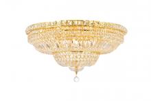 Elegant V2528F30G/RC - Tranquil 18 Light Gold Flush Mount Clear Royal Cut Crystal