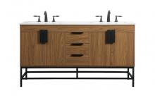 Elegant VF48860DWB - 60 Inch Double Bathroom Vanity in Walnut Brown