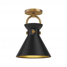 Alora Lighting SF412009AGMB - Emerson 9-in Aged Gold/Matte Black 1 Light Semi Flush Mount