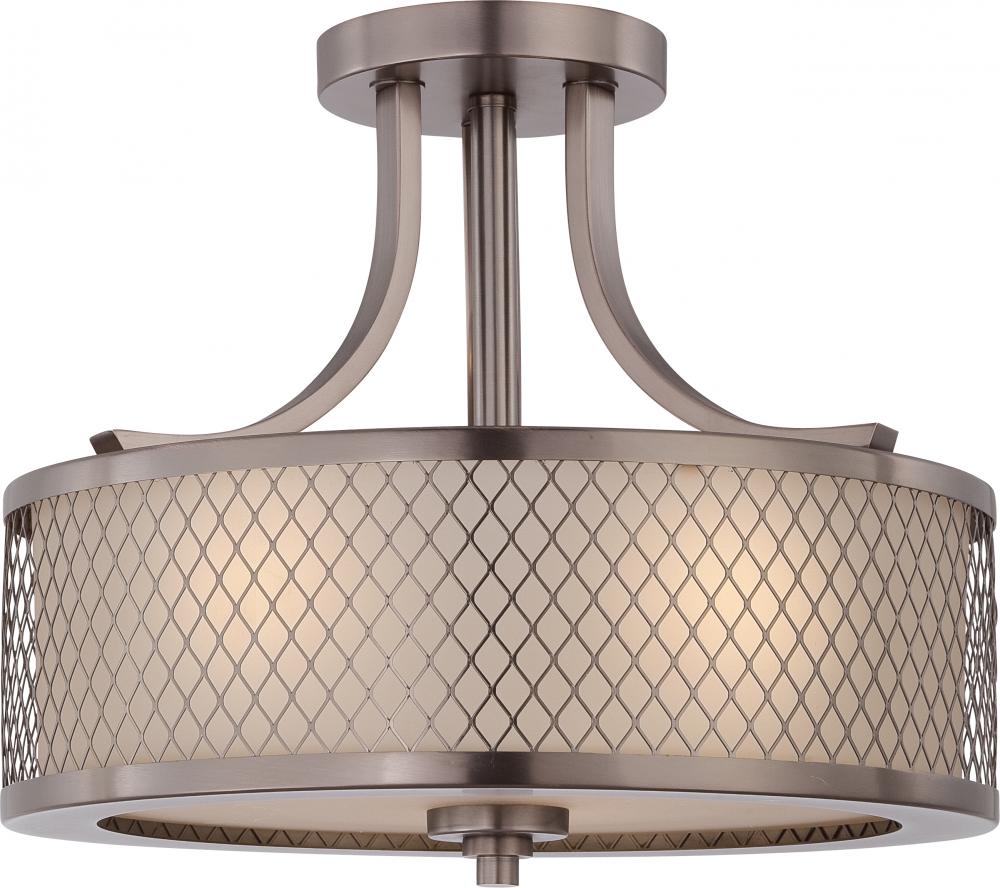 Fusion - 3 Light Semi Flush Fixture w/ Russet Glass