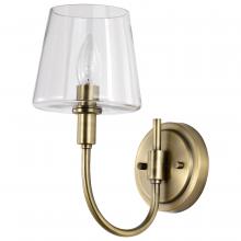 Nuvo 60/7881 - Brookside 1 Light Sconce; Vintage Brass Finish; Clear Glass