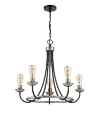 HOMEnhancements 70148 - Vivio 5-Light Emma Two-Toned Chandelier - Matte Black/ Brushed Nickel