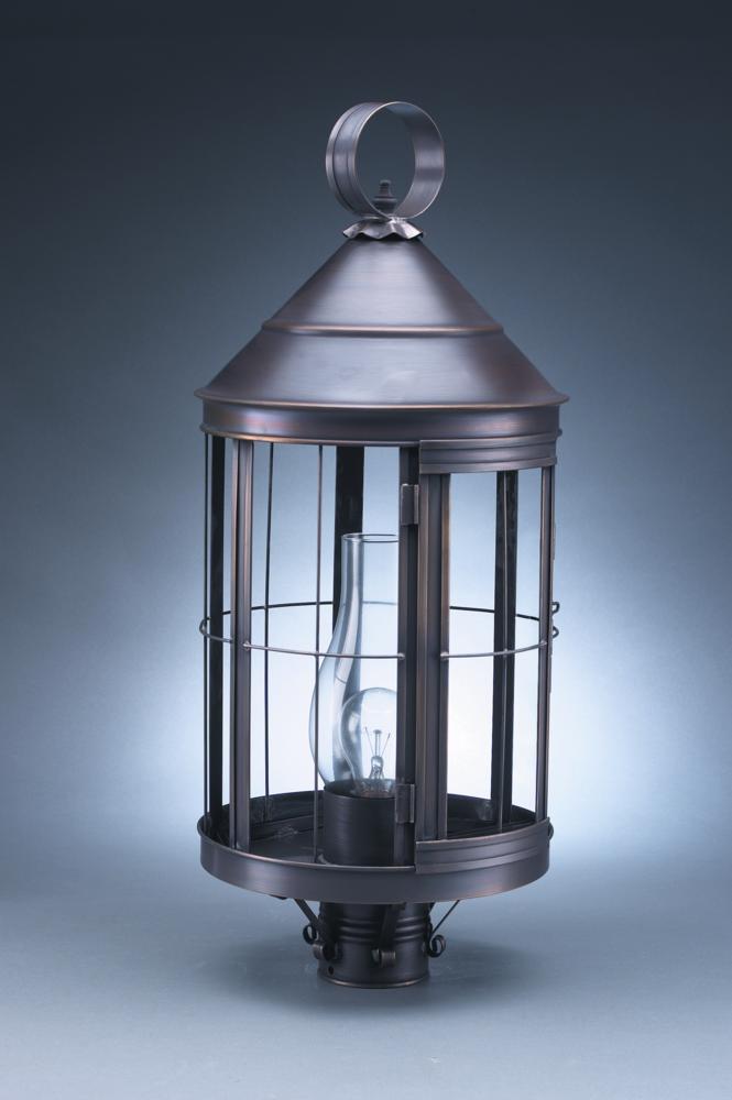 Cone Top Post Verdi Gris Medium Base Socket With Chimney Clear Glass