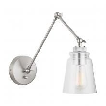 Austin Allen & Co. 9D346A - 1-Light Clear Glass Sconce with Adjustable Arm and Shade in Brushed