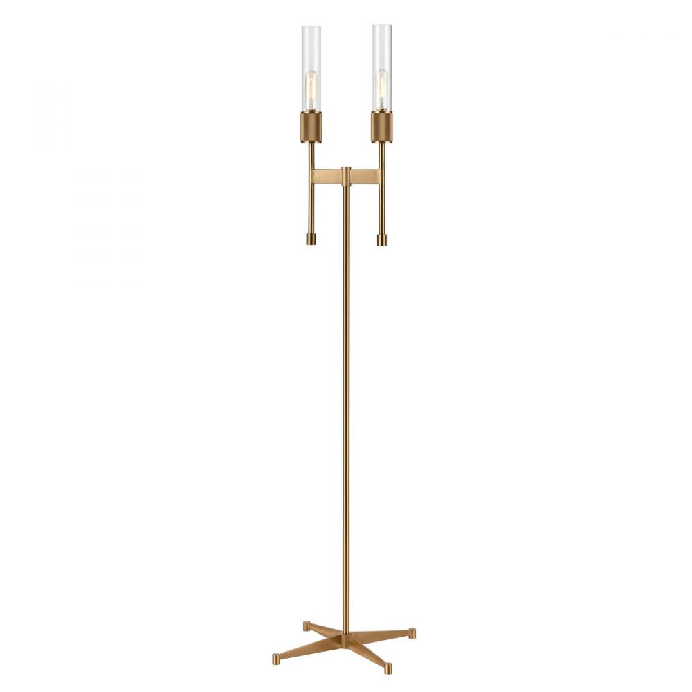 Beaconsfield 65'' High 2-Light Floor Lamp - Aged Brass